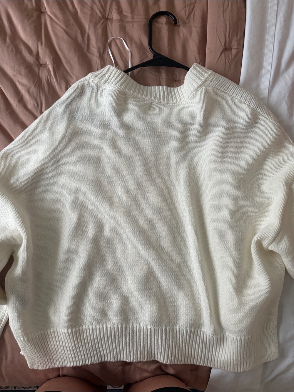Jessica Simpson Cream Crewneck Sweater with Blue Floral Appliqués - Picture 2 of 2